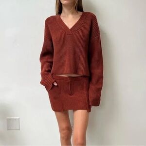 AYA MUSE Rever Knit Mini Skirt In Brick